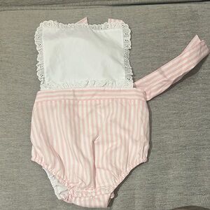 The Beaufort Bonnet Company Pink and White Striped Girls One-Piece Romper 3T